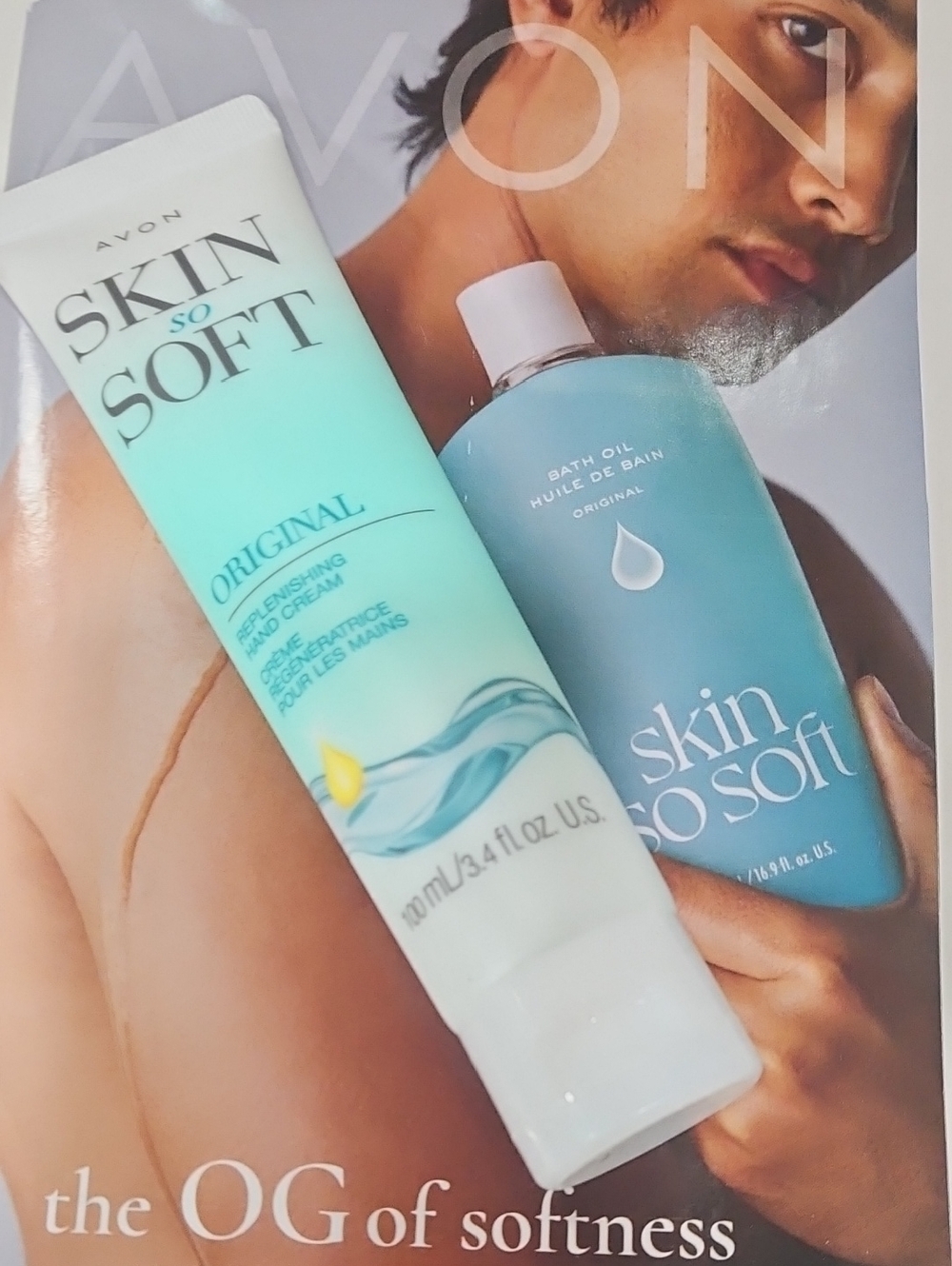 Avon Skin So Soft Duo in Aqua and White Original Hand Replenishing Cream